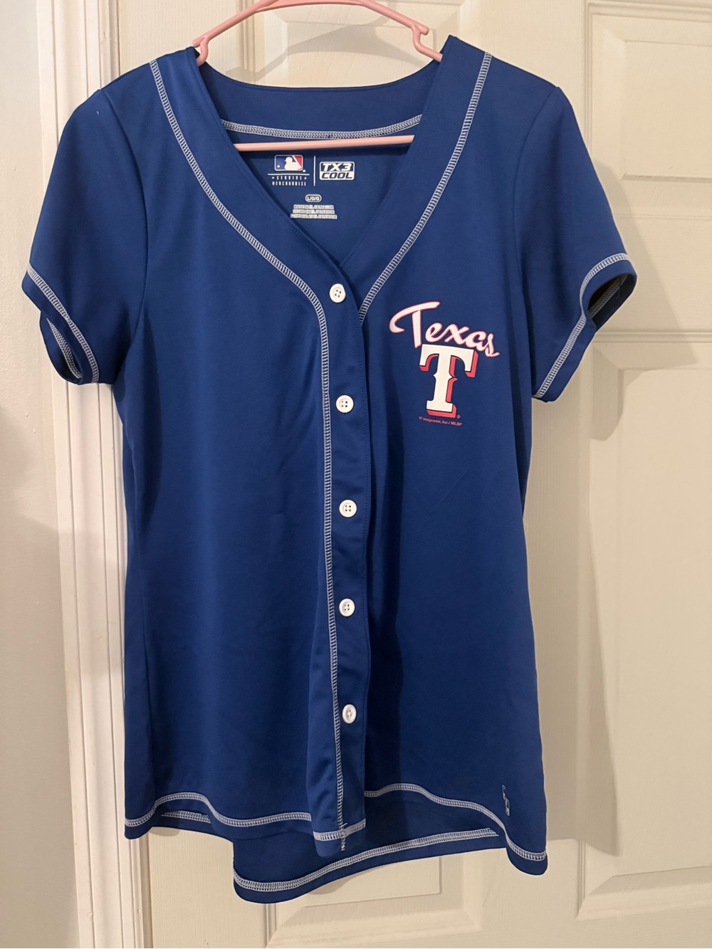 MLB Texas Rangers Royal Blue Button-Front Jersey